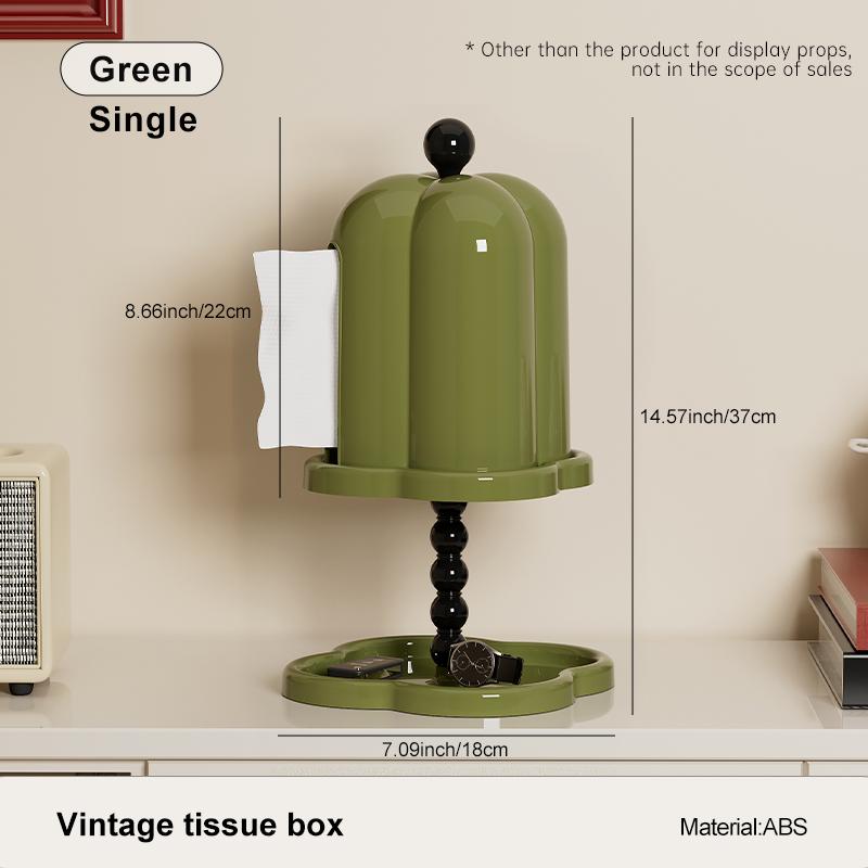 

Tissue Holder Vintage Tissue Paper Box Holder, Household Tissue Cover Box with Underside Trinket Tray Coffee Table Roll Paper зелёный