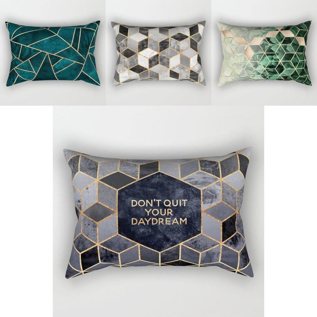 Vibrant Peach Skin Rectangle Pillow Case Showcasing Artistic Geometric Marble Print For Elegant Home Accents