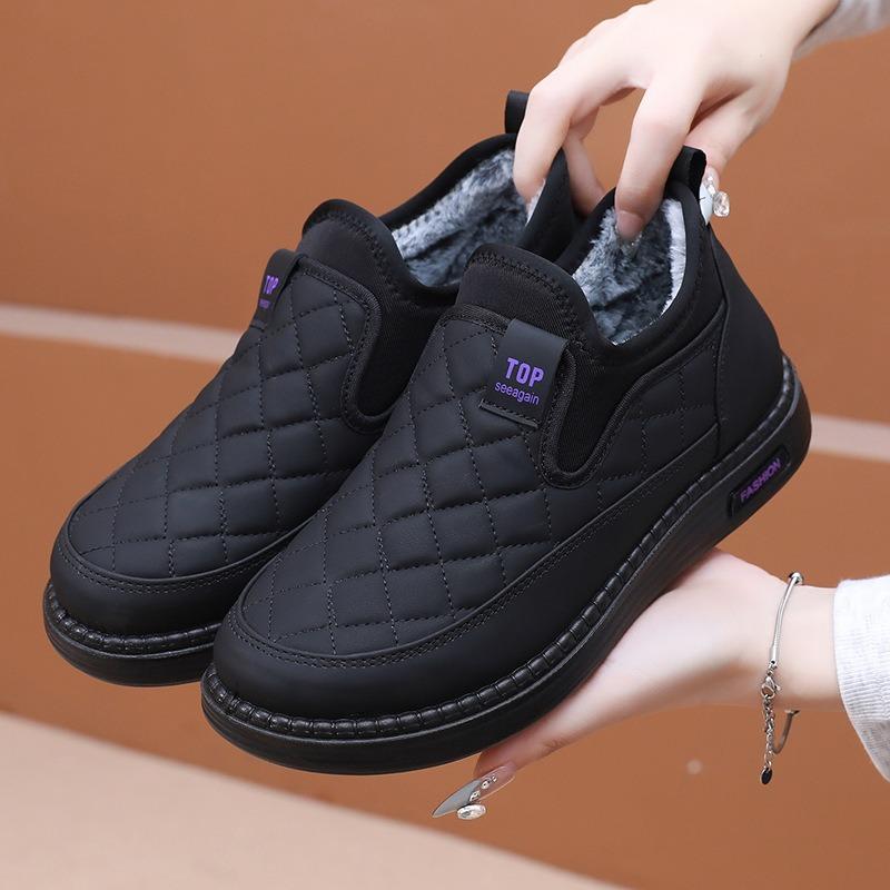2025 New Cotton Shoes Women's Snow Boots Winter Fleece Thickened and Warm One-foot Non-slip Waterproof Cotton Boots Mom Shoes
