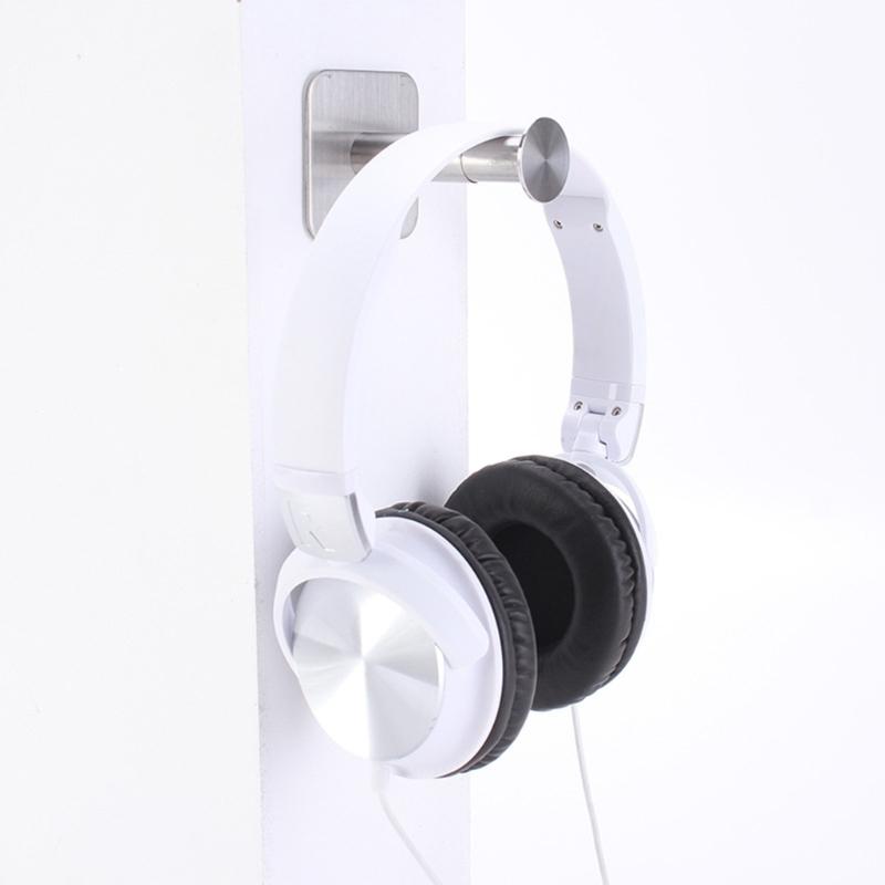 Steel Headphone Hook Adhesive Mount Kit for Secure Srong Storage On Wall Desks In Home or Office Setting
