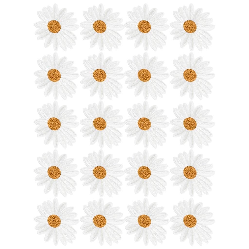 20pcs Daisy Flower Patch Decorative Clothing Sticker DIY Appliques IronOn Garment Accessory