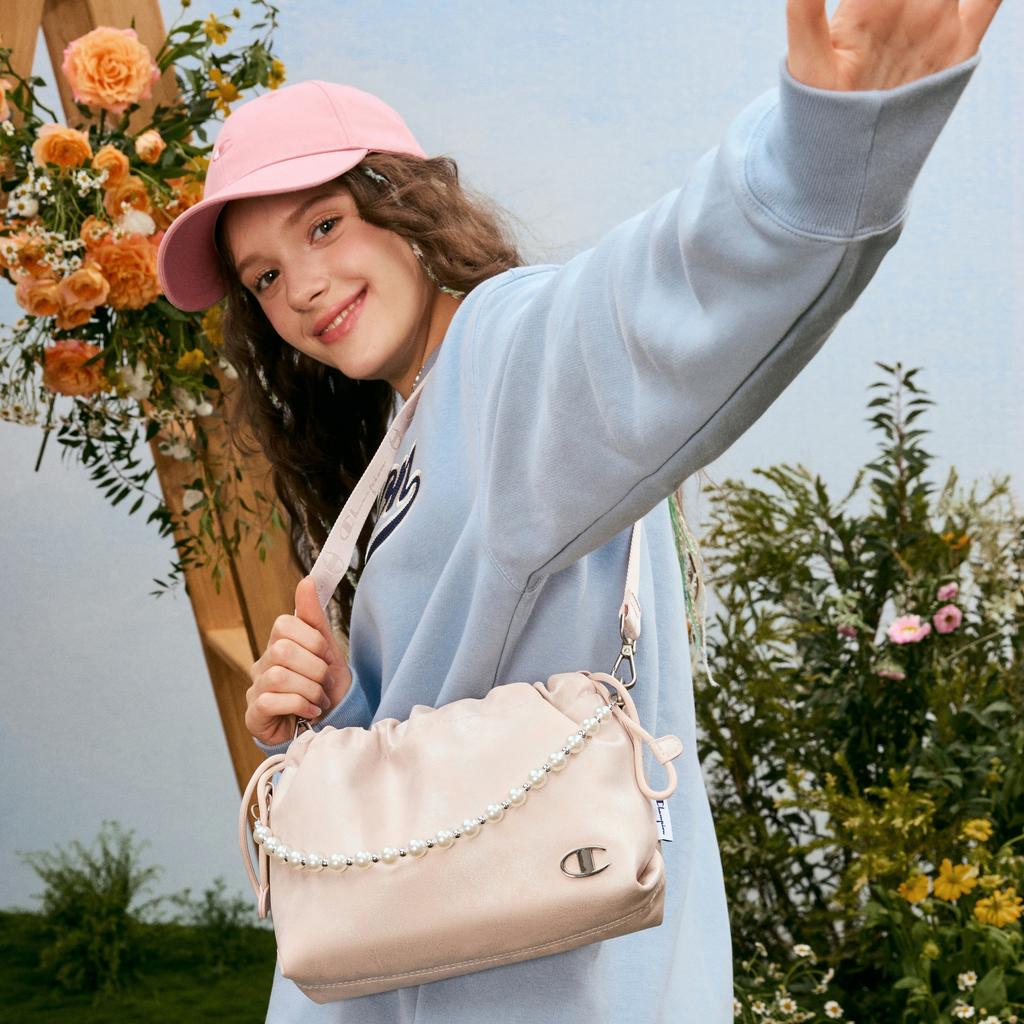 New Champion Knitted Fabric Handbag, Shoulder Bag Small Size Unisex Black/Washed Pink/Silver White U5AACPU54