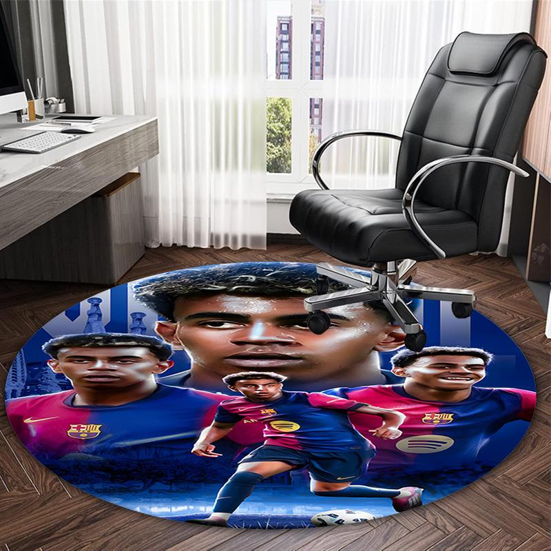 1pc Lamine Yamal  Carpet, Round Rug, Comfortable, Suitable for Entryways, Living Rooms, Office, And Bedrooms, Christmas Decoration