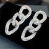 Gift Sparkling Chain Shape Design Earrings Stylish Lady Party Zircon Copper Color Bright Zirconia Accessories for Daily Life