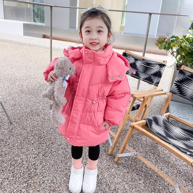 Girls' 2025 Winter Down Coat: Velvet Lined, Thick, Fashionable Outerwear for Toddlers and Kids.