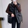 Donna Autunno Inverno Soild Colore brillante Addensare Capispalla Cotone imbottito Colletto alla coreana Senza maniche Giacca calda Cappotto Gilet