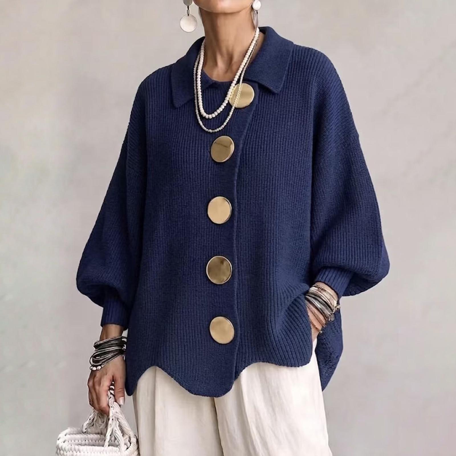 Women`s Fashion Cardigan with Lapel Collar