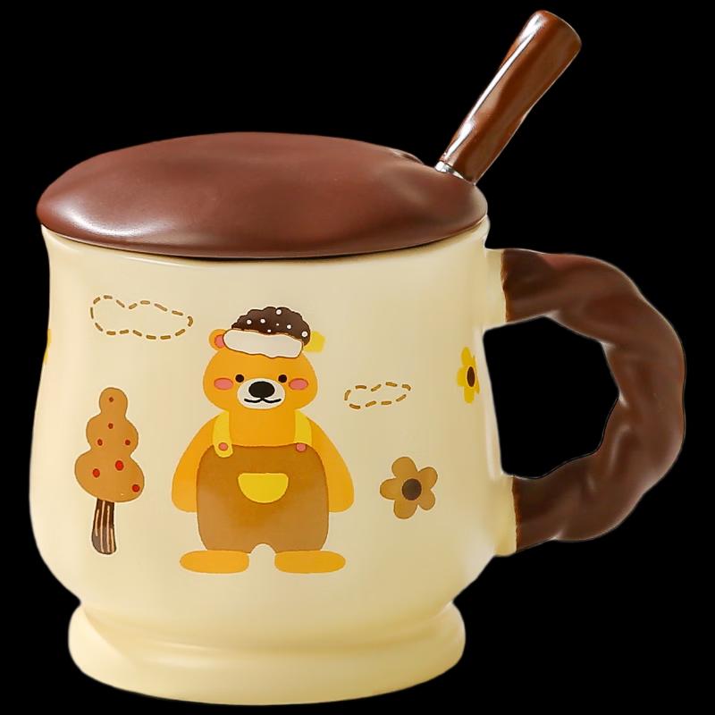 

Cute Cartoon Animal Ceramic Mug with Lid and Spoon