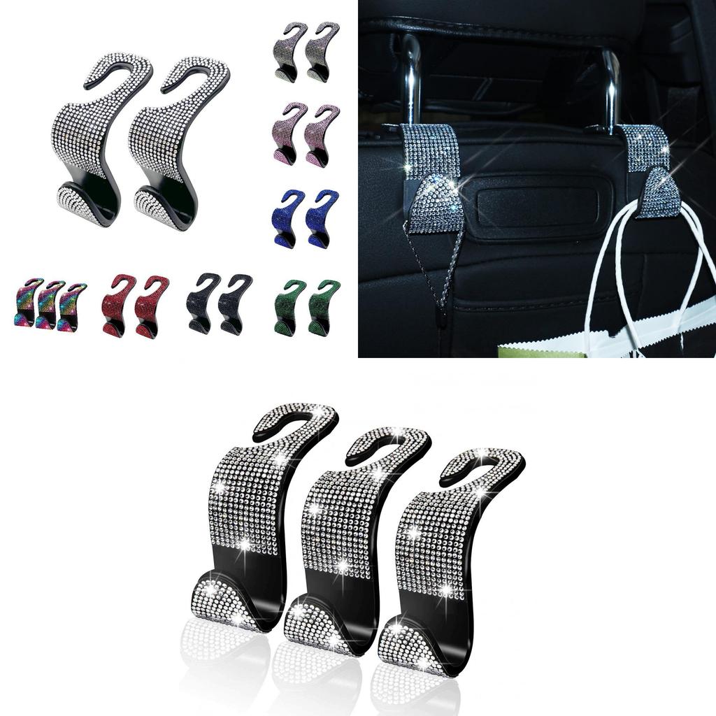 Multi-functional Car Storage Hook With Creative Sparkling Hidden Hook For Car Seat Back Lightweight Luxury Style White Diamond 1 Pack)