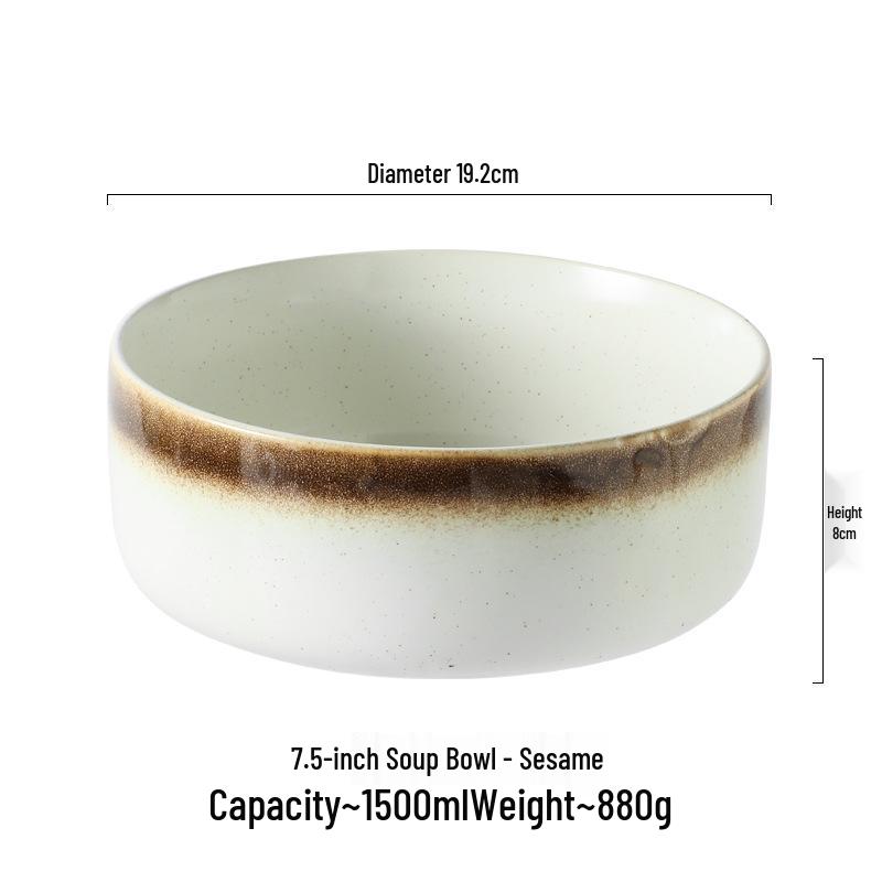 Large Japanese Ceramic Soup & Noodle Bowl - Tang Monk Style
