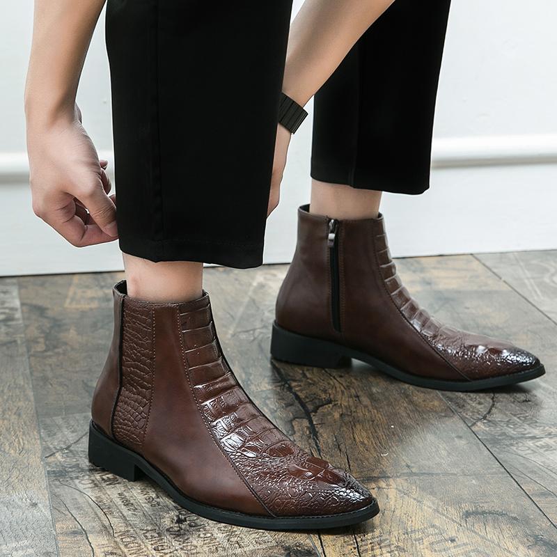 Fashion Fashion Chelsea Men Boots 2024 Spring Brand Motorcycle Ankle Boots Leather Classic Man Low Top Shoe Side Zipper Men Casual Shoes