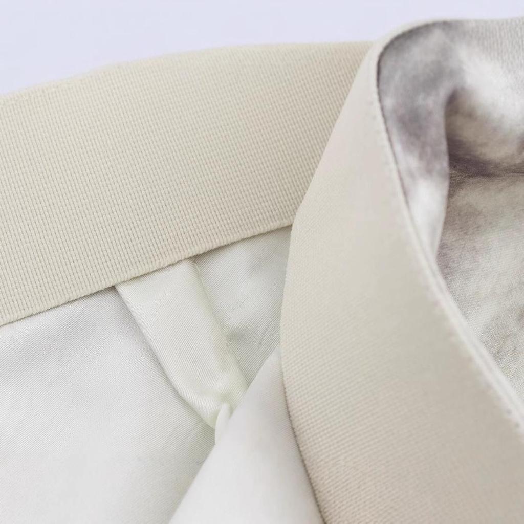 2025 Spring Women's European & American Ink Wash Satin Midi Skirt