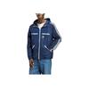 adidas Originals Trefoil Logo Embroidered Hooded Drawstring Zip Jacket Men Jackets Blue IB9961