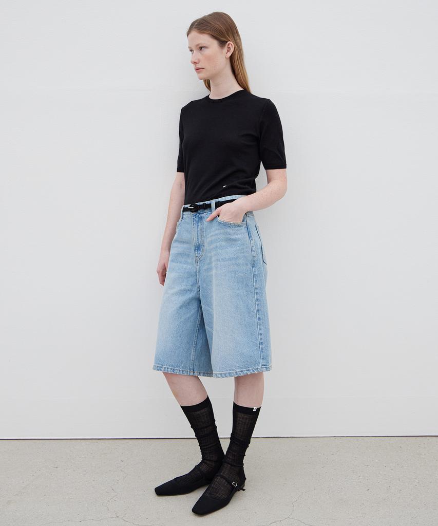 Leuba Relaxed Wide Bermuda Denim - Light Blue
