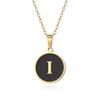 English letter oiled necklace, European and American trend titanium steel chain, round gold letter pendant collarbone chain