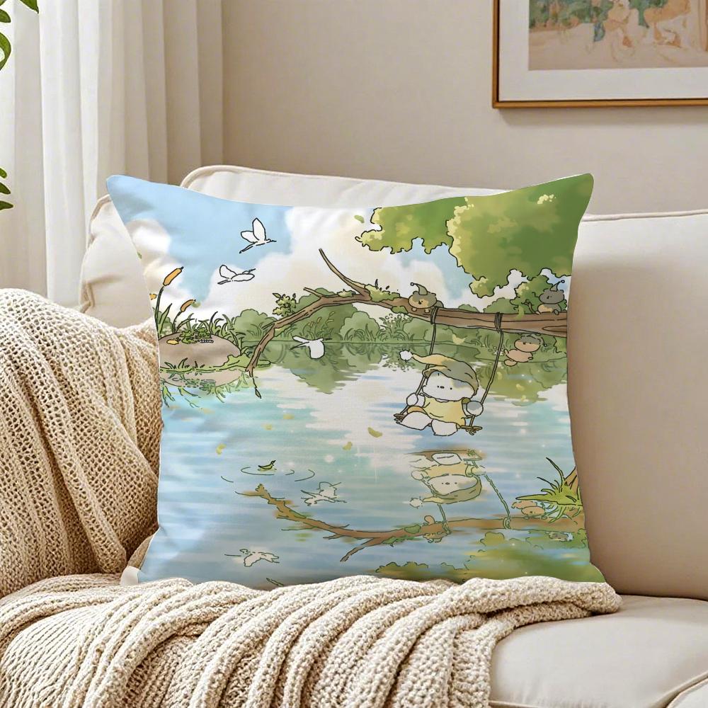 Art S-Somdoo Cute Animals Quiat Peaceful Cushion Cover Linen Pillowcase Soft For Sofa Bed Home Room Decor