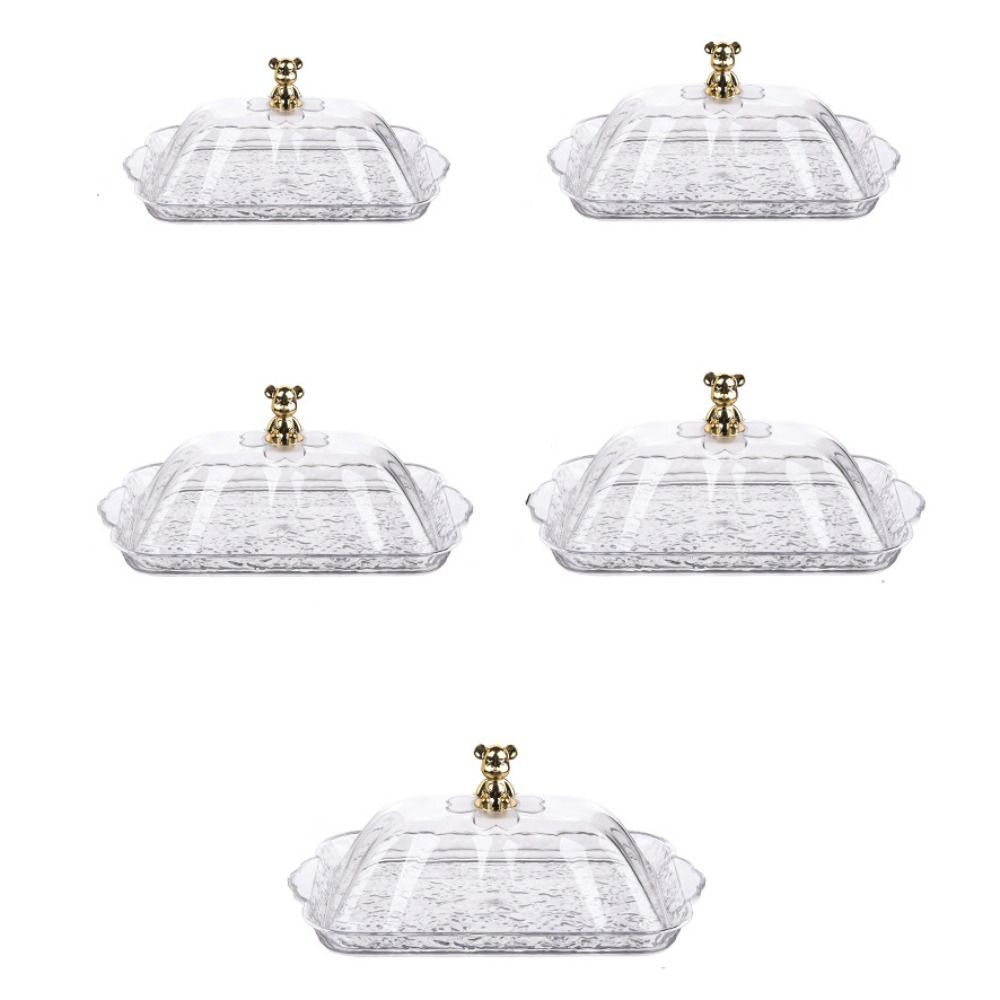 Plastic Snack Tray with Lid Storage Display Plate Kitchen Organizer Candy Storage Box Party