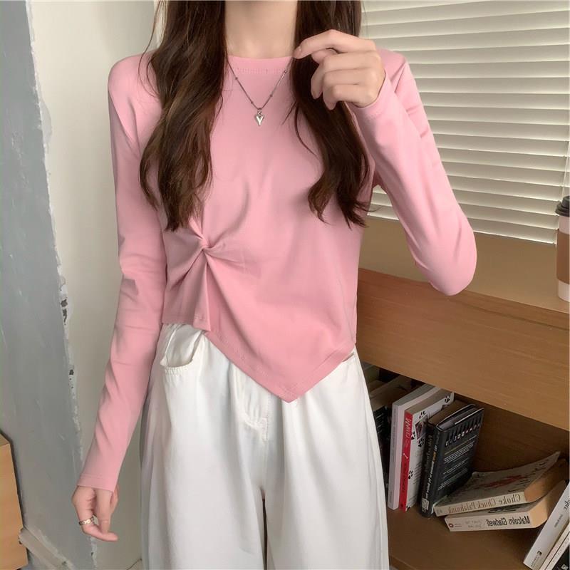2025 Šik Korejské Nepravidelné Podzimní Tričko s Dlouhým Rukávem pro Ženy