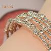 Adjustable Opening Alloy Bracelet Shiny Rhinestones Multi Layer Design Bangle Wristband Wrist Jewelry