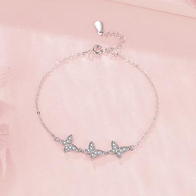 S999 Pure Silver Butterfly Bracelet Female Niche Design Spring and Summer Simplicity Temperament Wild Hand Jewelry