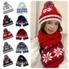 Cozy Retro Knitted Hat Soft Snow Flake Jacquard Pompoms Beanie Warm Winter Hat Scarf for Women