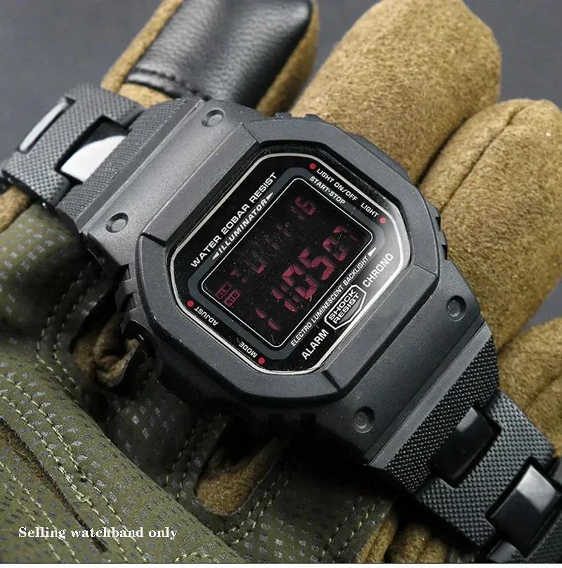 Černý řemínek 16mm Pro hodinky Casio Lehký kompozitní plastová ocel Dw5600 Dvojitá přezka DW-6900/GW-M5610 B500 Řemínek