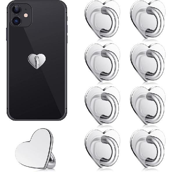 Moxweyeni 8 шт. Клейкое металлическое кольцо-держатель для пальца телефона, петля-подставка, держатель-сердечко, крючок-шарм для DIY-подвешивания(Золото,