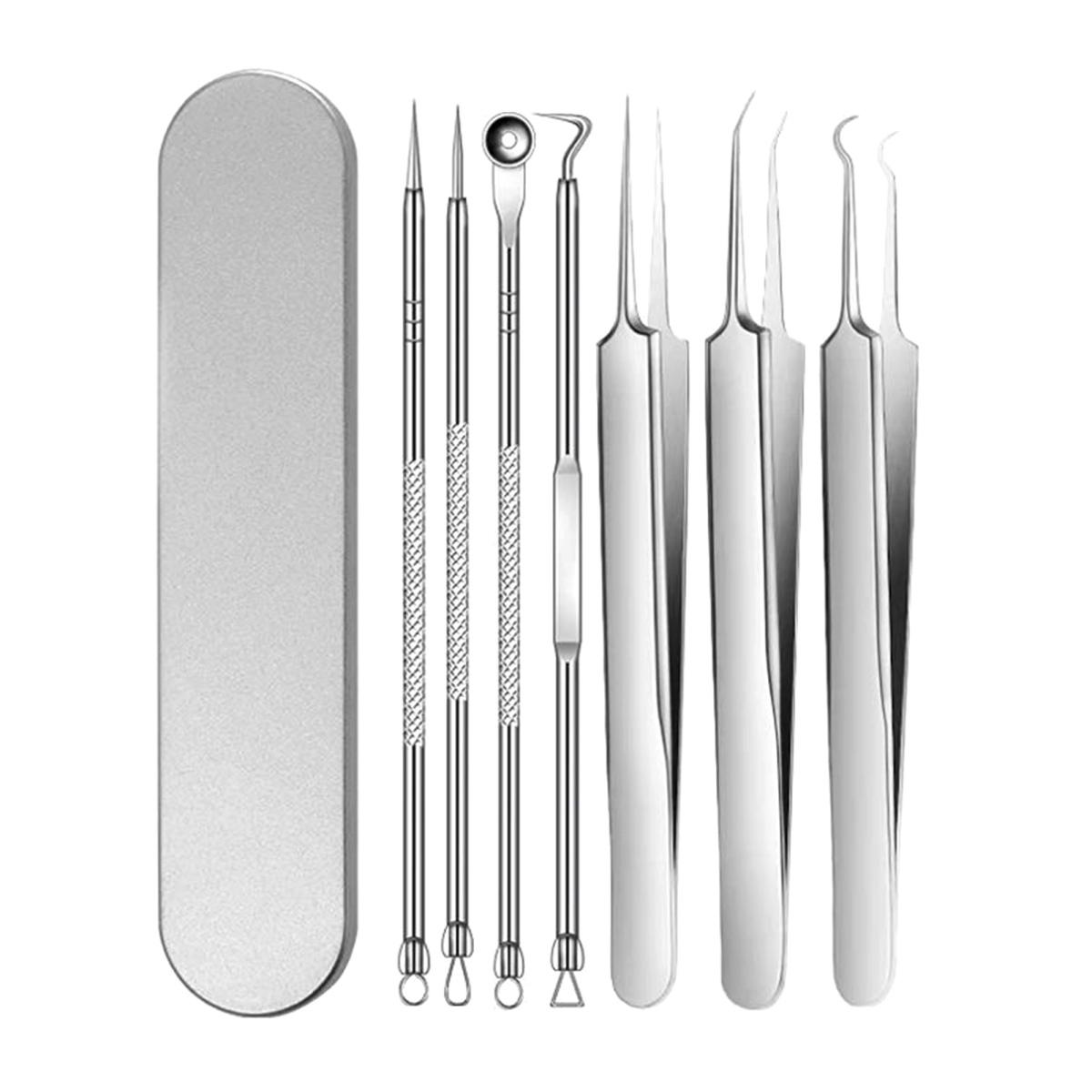 

Набор из 7 инструментов для удаления черных точек из нержавеющей стали, набор игл для удаления черных точек на лице, носу, акне, для удаления белых угрей и пятен 7pcs