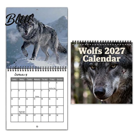 Wall Mounted Daily Nature Wild 12 Monthly 2027 Calendar Scheduler Wolves Planner with Functional Calendar