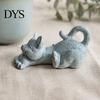 Small Animal Ornament for Shelf Stretching Kitten Figurine, Resin Cat Statue, Cute Ornament, Desktop Stress Relief Toy Compact Decoration Home Office