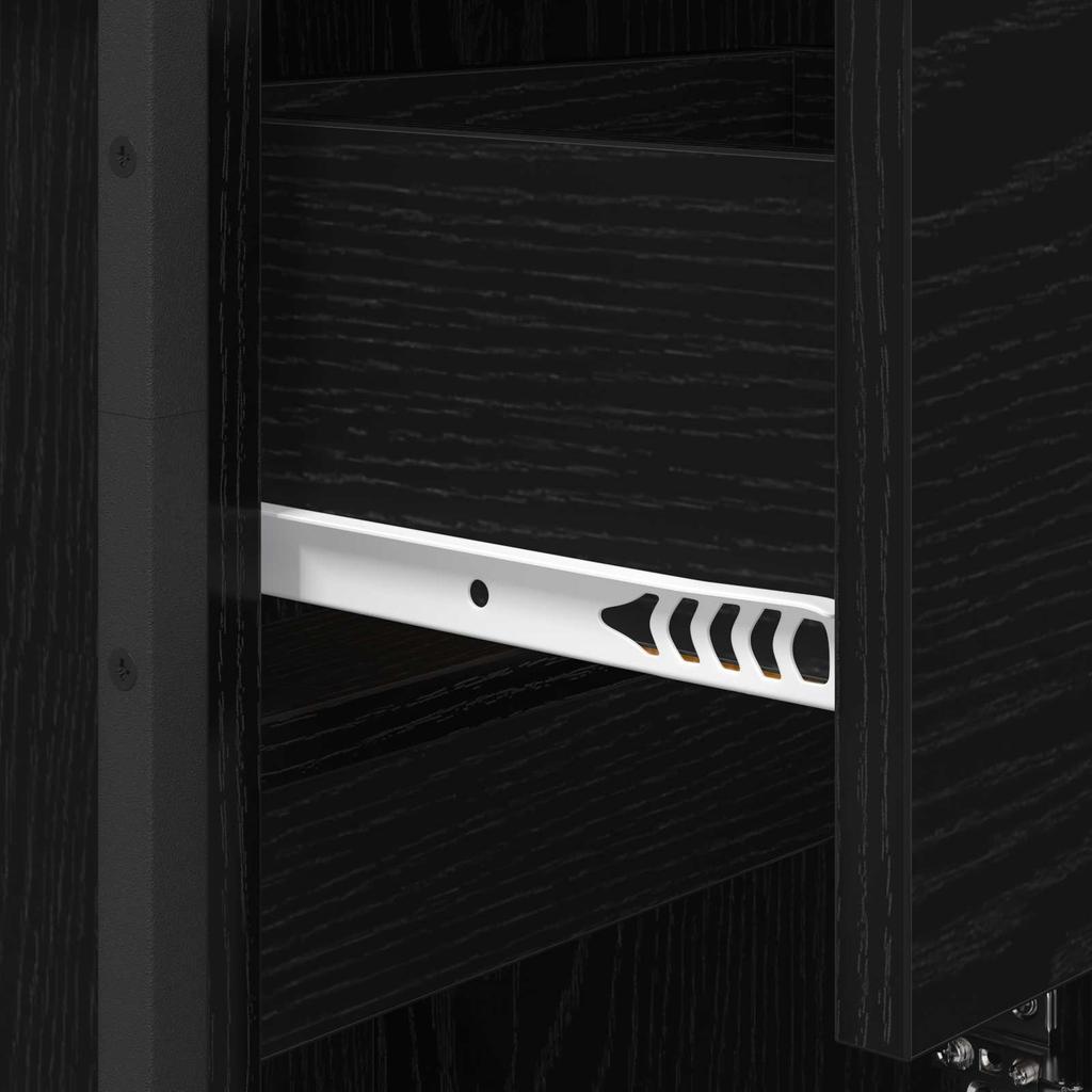 Bathroom Furniture Set with Door Black Oak Effect Wood Based Material