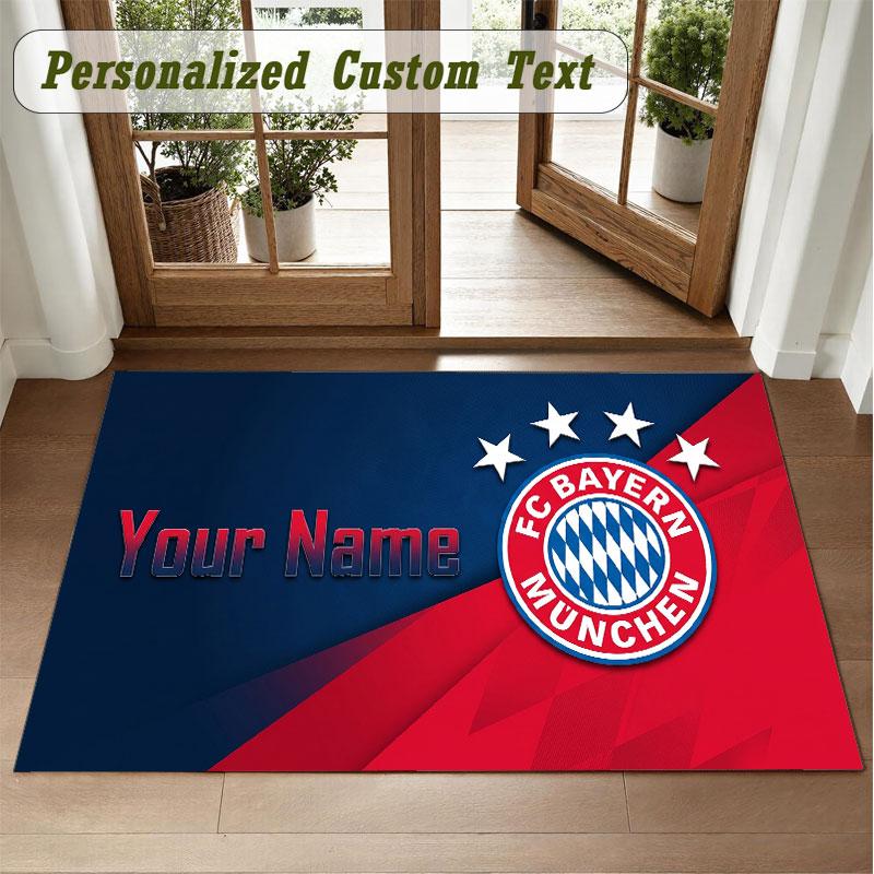 Crystal Velvet Square Rug Custom NameBayern Munich Pattern Non Slip Home Floor Decor Rug