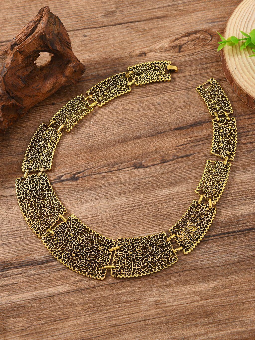 Артистичное роскошное геометрическое ожерелье с подвеской и традиционными мотивами для женщин AntiqueGold