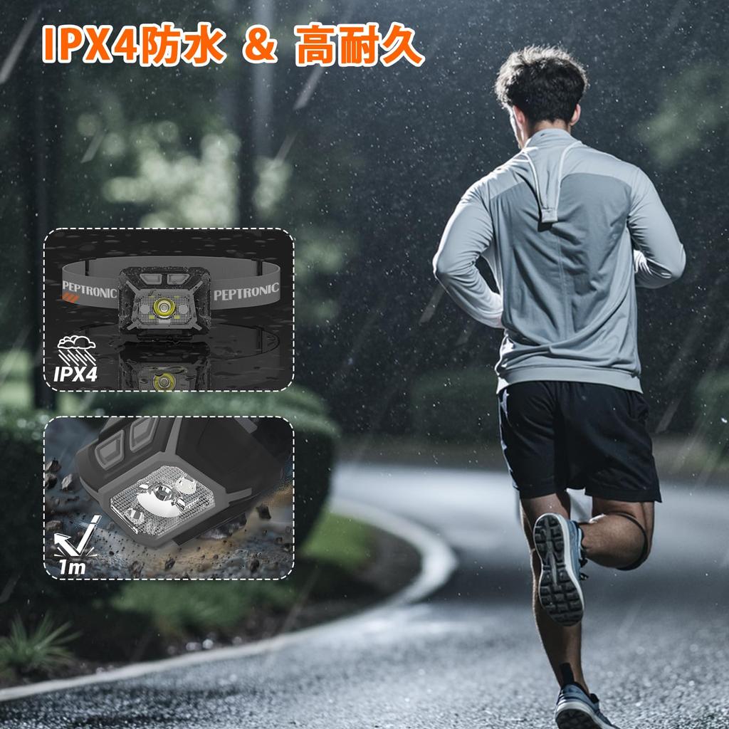 PEPTRONIC Rechargeable AA Battery 350 LED Headlamp 3 9 IPX4 Angle Ideal for Emergency Running Dual-Power Headlamp, USB-C & Compatible, Lumens,