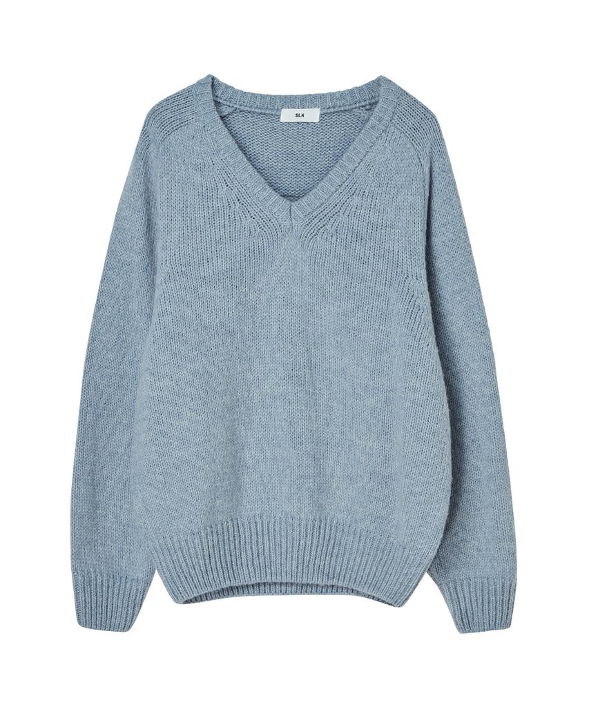 SILN Alpaca Blend Raglan V Neck Knit (Sky Blue)