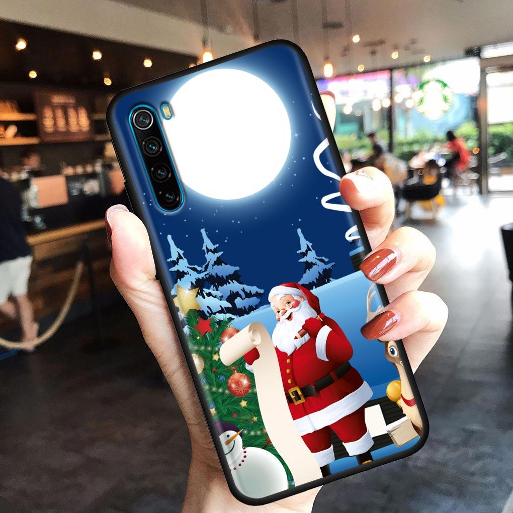Christmas Santa Claus Mobile Phone Shell for Redmi Note 10 11 11S 11E 7 8 8T 9 9S 9T Pro Plus 4G 5G Black Soft Case Cover Fundas