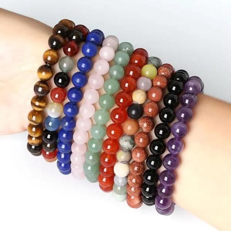 Natural Stone Bracelets Natural Healing Energy Tiger Eye Bracelet Polished 8 MM Crazy Stone Beads Bangle Elastic Pulsera