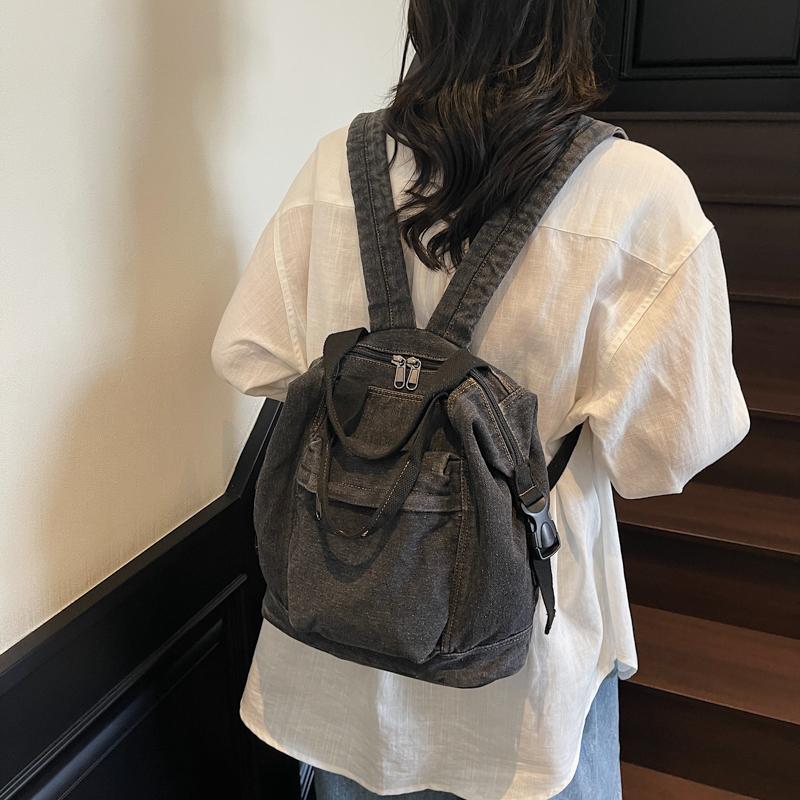 Jeans-Rucksack Damen Kleiner Rucksack Studenten-Schultasche Multifunktionale Handtasche