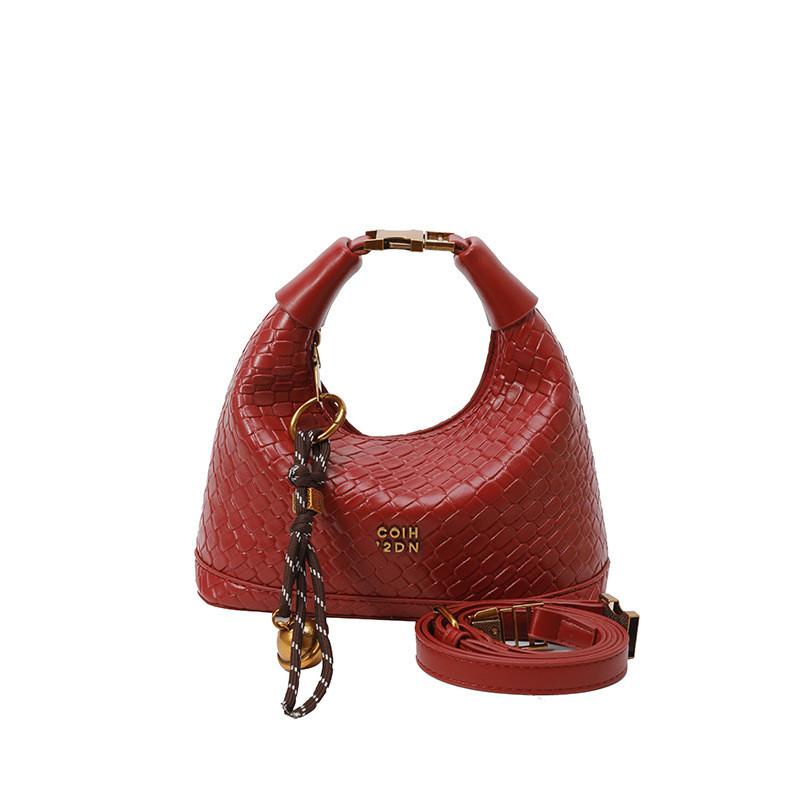 Pattern Pu Lattice Handbag Solid Color Single Shoulder Crossbody Fashion Bag