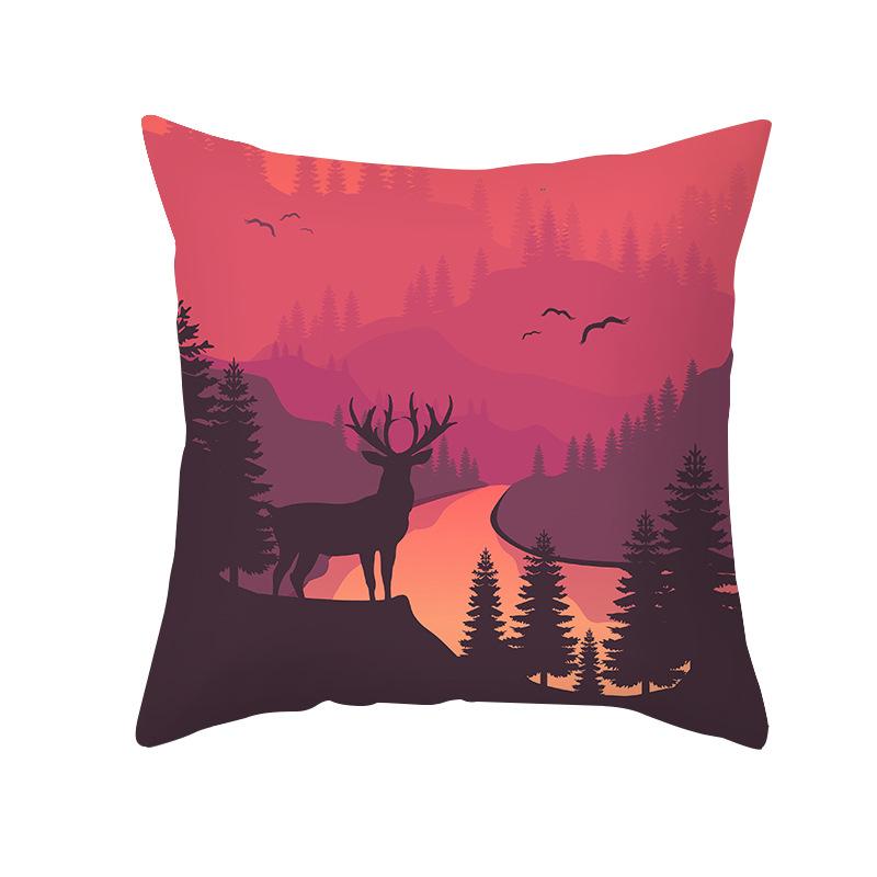 Nordic Christmas Pillow Cover Simple Printed Lines Elk Series Sofa Office Pillow Cushion Cover