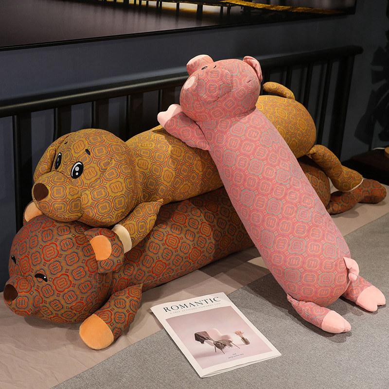 

Giant Cartoon Print Flower Pig Dog Bear Plush Long Pillow Toy Cute Soft Cushion Piggy Puppy Sleep Cushion Doll Home Room Decor 80cm