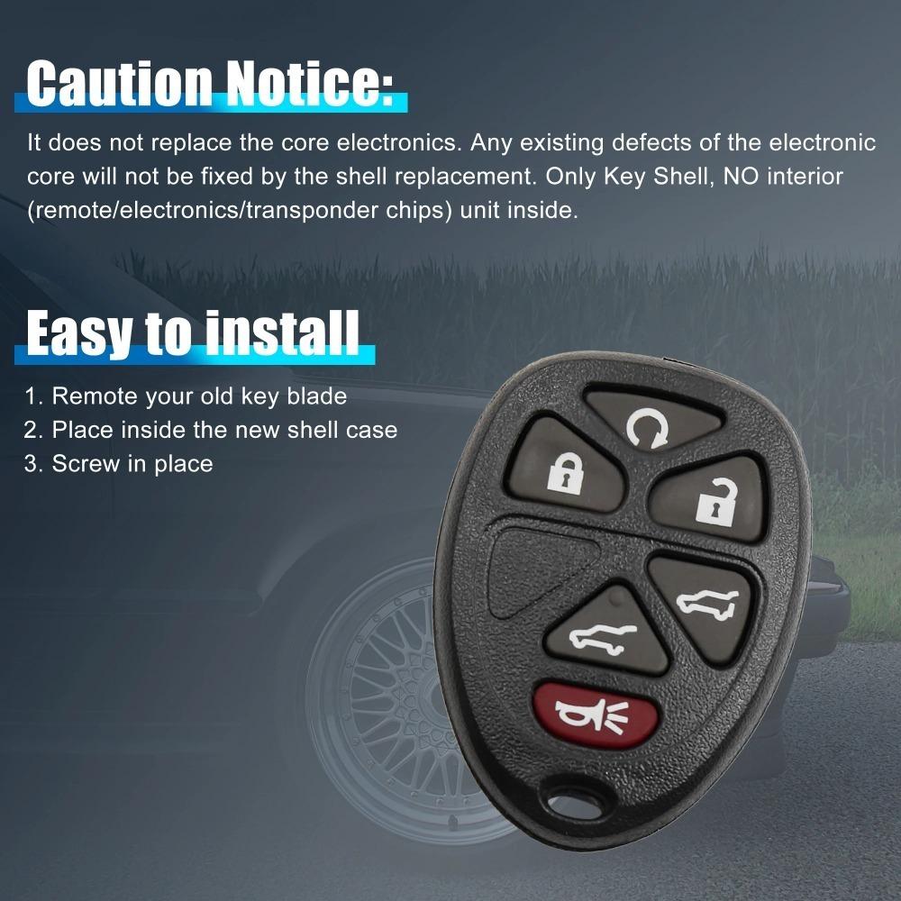 Black 6 Buttons Key Fob Remote Control Case Shell Replacement Key Chip OUC60270 for Cadillac Escalade 2007-2014 Chevrolet Suburban
