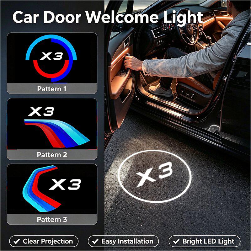 2PCS LED Light Car Emblem Door Welcome Projector Lights Ghost Shadow Courtesy Lamp For BMW X3 G01 2018- Decor Accessories