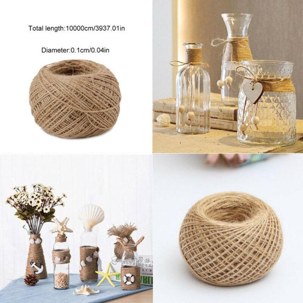 100M/Roll Jute Rope Roll Hand-woven DIY Binding Rope Natural Color Cord String