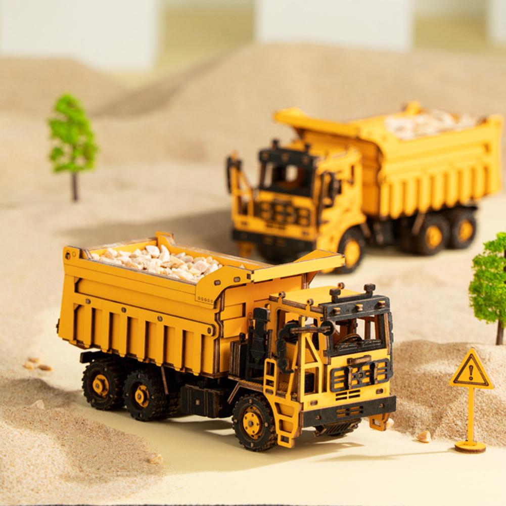 Håndverk DIY 3D Trepuslespill Ingeniørkjøretøymodell Puslespill Leker Kreative Læringsleker Gaver Til Barn Gutter Jenter