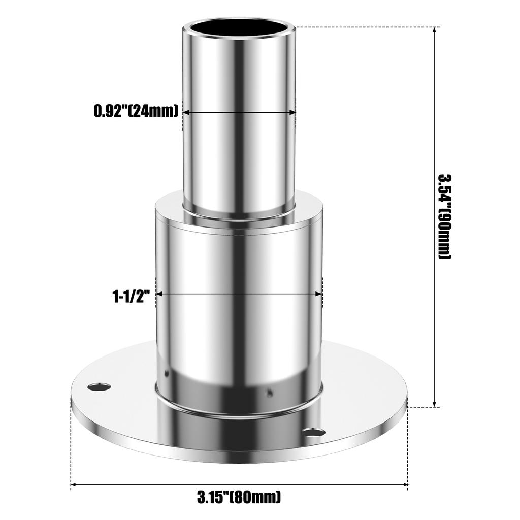 Thru Hull Exhaust Skin Fitting Kit Stainless Steel Diesel Heater Exhaust Skin Fitting 24mm Tube Pipe Diameter Socket with Screw