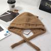 Wool hat women's winter wool lace-up knitted hat solid color fashionable versatile face small warm ear protection Lei Feng hat