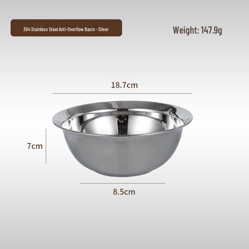 Gold 304 Stainless Steel Food Grade Bowl - Multipurpose Kitchen Basin for Salad, Soup, Vegetable Washing, Egg Beating, and Flour Mixing.