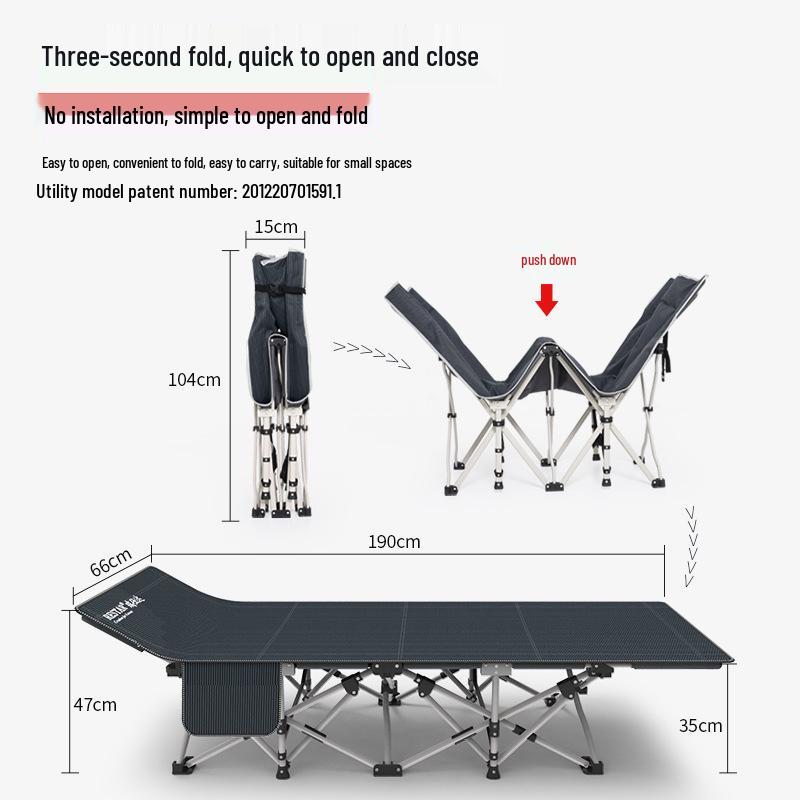 Ruishida Portable Folding Nap Bed, Oxford Cloth, Military-Style for Office or Outdoor Use