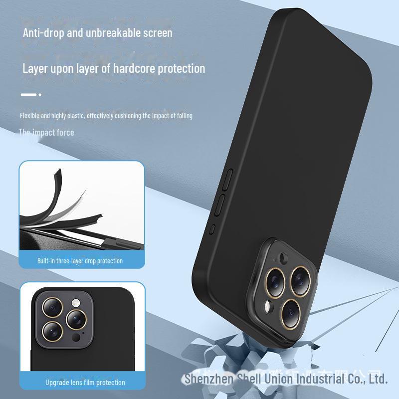 Crystal Lens Mobile Phone Case - Liquid Silicone Small Window for Apple 15 Pro Max, 14/13 Anti-fall Cover